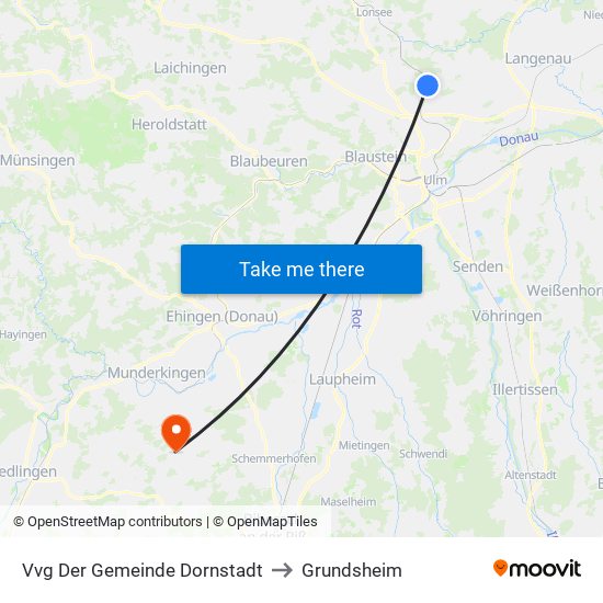 Vvg Der Gemeinde Dornstadt to Grundsheim map