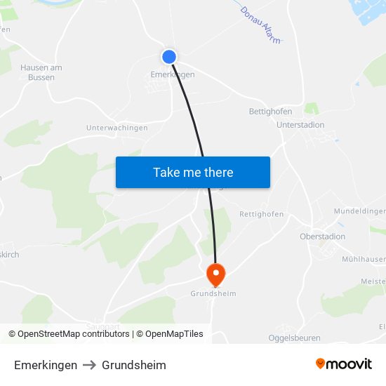 Emerkingen to Grundsheim map