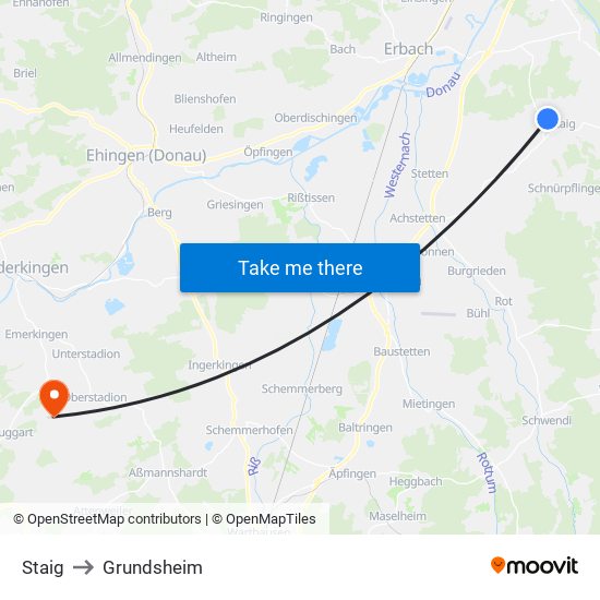Staig to Grundsheim map
