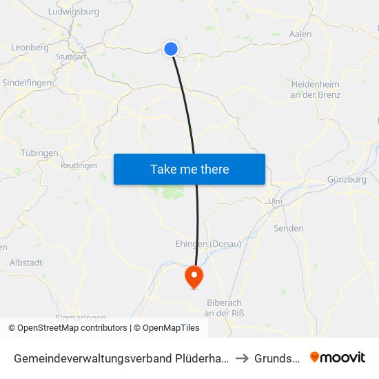 Gemeindeverwaltungsverband Plüderhausen-Urbach to Grundsheim map