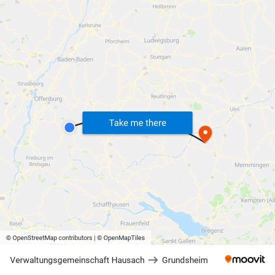 Verwaltungsgemeinschaft Hausach to Grundsheim map