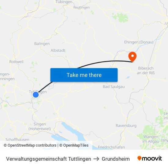 Verwaltungsgemeinschaft Tuttlingen to Grundsheim map