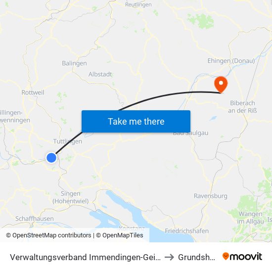 Verwaltungsverband Immendingen-Geisingen to Grundsheim map