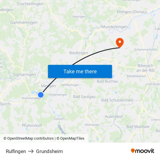 Rulfingen to Grundsheim map