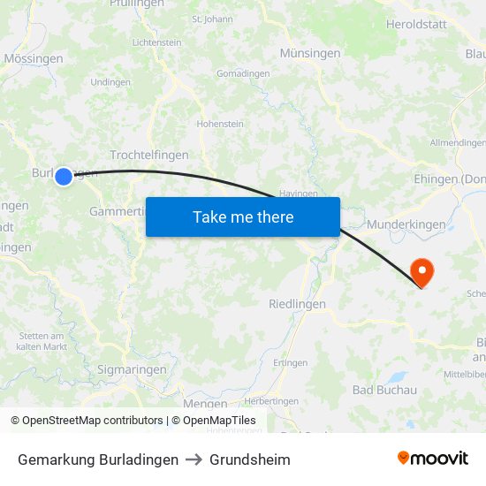 Gemarkung Burladingen to Grundsheim map