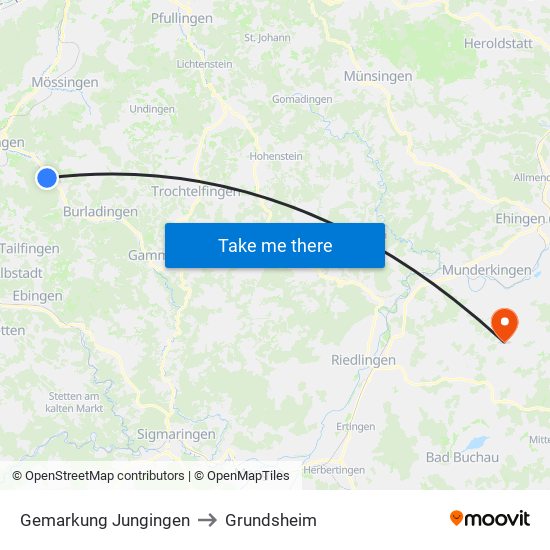 Gemarkung Jungingen to Grundsheim map