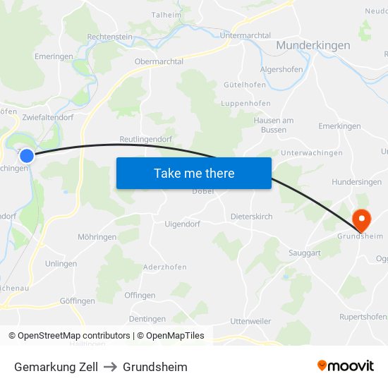 Gemarkung Zell to Grundsheim map