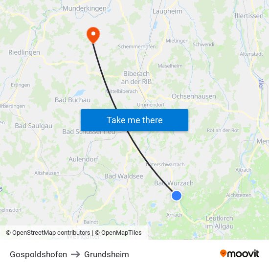 Gospoldshofen to Grundsheim map