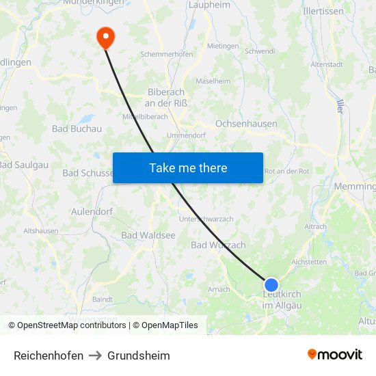 Reichenhofen to Grundsheim map
