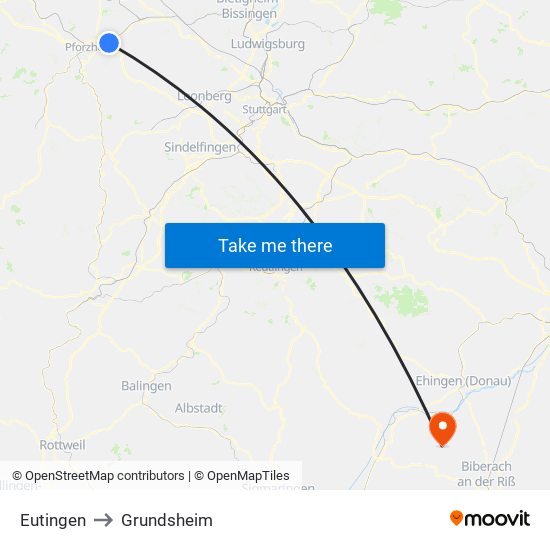 Eutingen to Grundsheim map