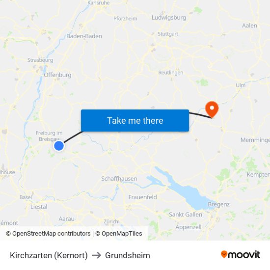Kirchzarten (Kernort) to Grundsheim map