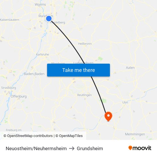 Neuostheim/Neuhermsheim to Grundsheim map