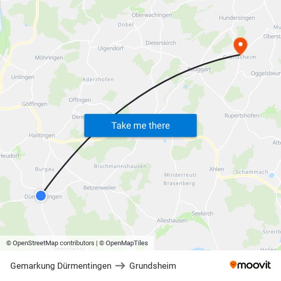 Gemarkung Dürmentingen to Grundsheim map