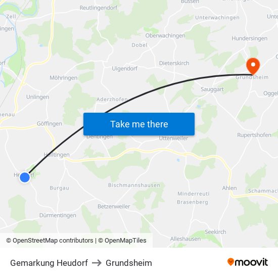 Gemarkung Heudorf to Grundsheim map