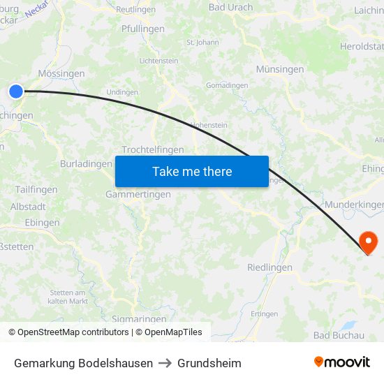 Gemarkung Bodelshausen to Grundsheim map