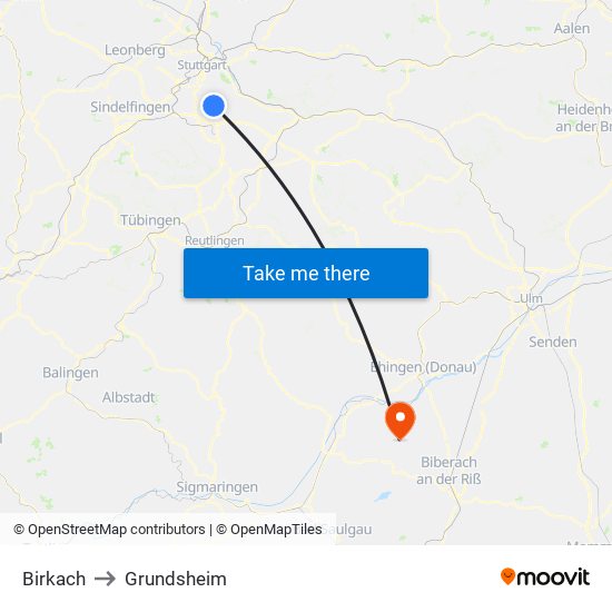 Birkach to Grundsheim map