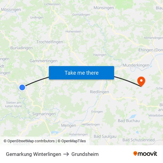 Gemarkung Winterlingen to Grundsheim map