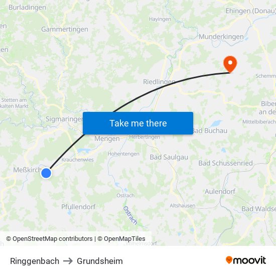 Ringgenbach to Grundsheim map