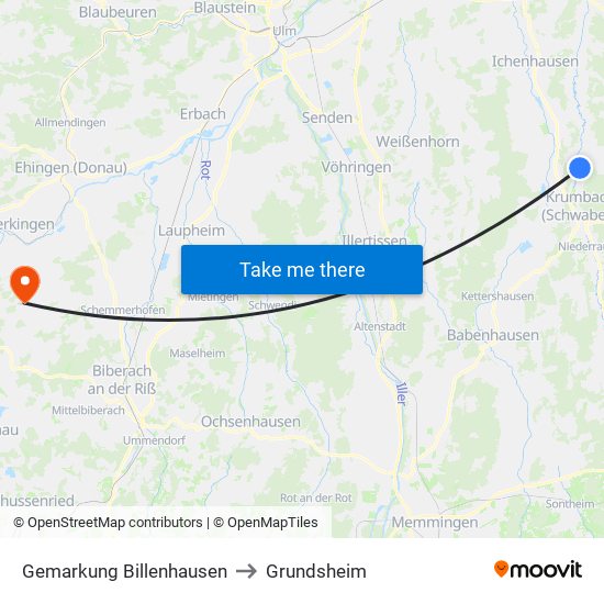 Gemarkung Billenhausen to Grundsheim map