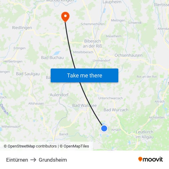 Eintürnen to Grundsheim map