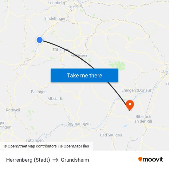 Herrenberg (Stadt) to Grundsheim map