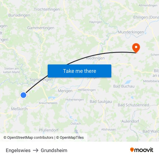 Engelswies to Grundsheim map