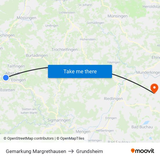 Gemarkung Margrethausen to Grundsheim map