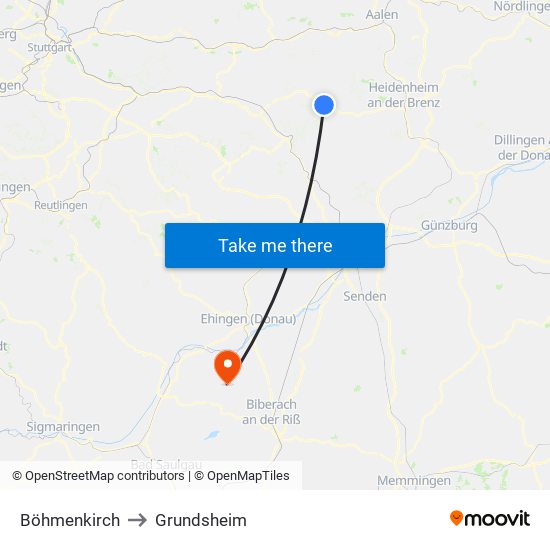 Böhmenkirch to Grundsheim map