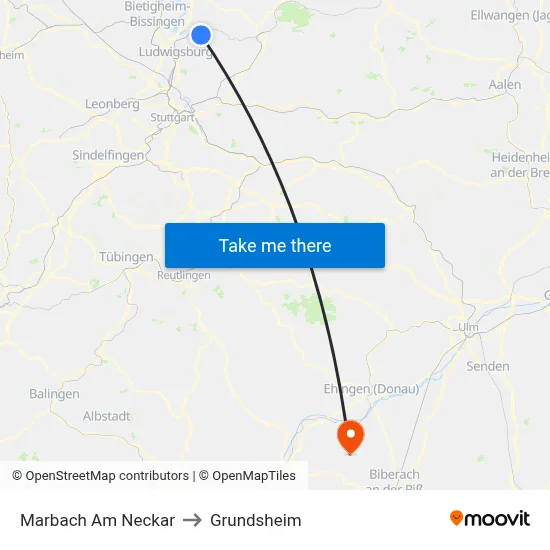 Marbach Am Neckar to Grundsheim map