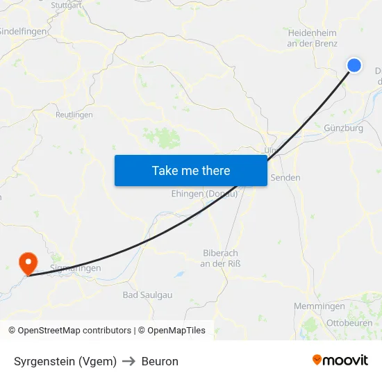 Syrgenstein (Vgem) to Beuron map
