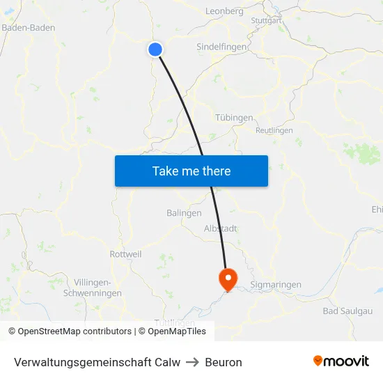 Verwaltungsgemeinschaft Calw to Beuron map
