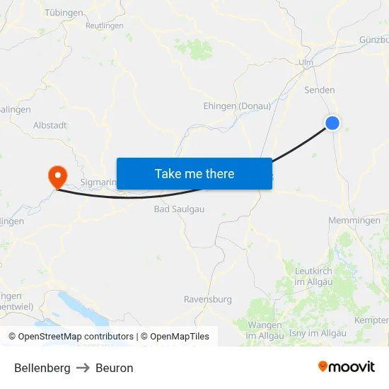 Bellenberg to Beuron map