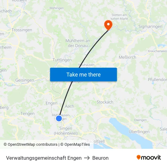 Verwaltungsgemeinschaft Engen to Beuron map