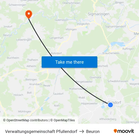 Verwaltungsgemeinschaft Pfullendorf to Beuron map
