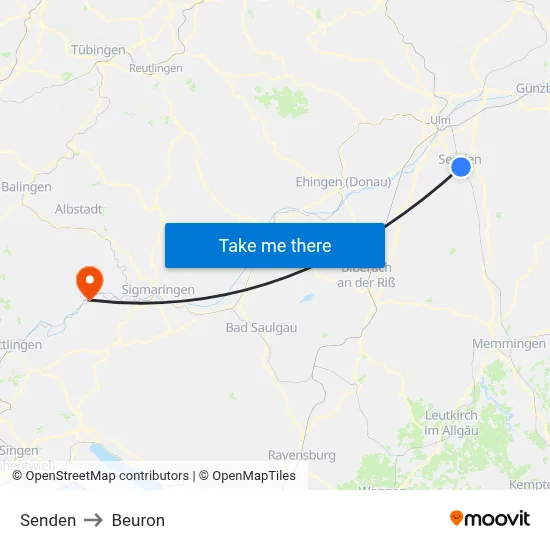 Senden to Beuron map