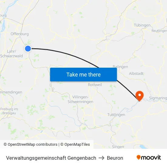 Verwaltungsgemeinschaft Gengenbach to Beuron map