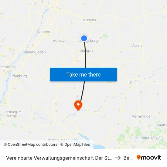 Vereinbarte Verwaltungsgemeinschaft Der Stadt Bietigheim-Bissingen to Beuron map