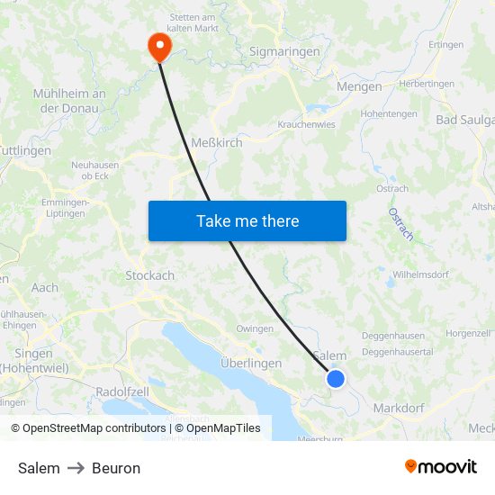 Salem to Beuron map