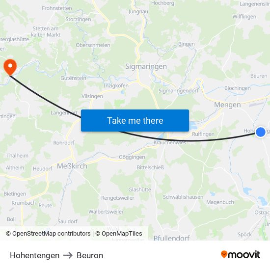 Hohentengen to Beuron map