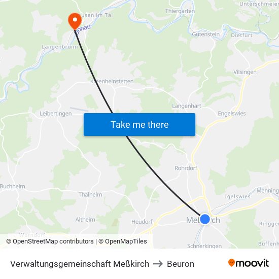 Verwaltungsgemeinschaft Meßkirch to Beuron map
