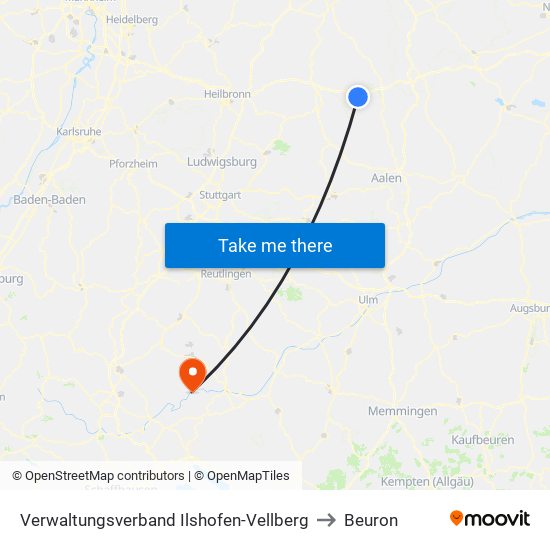 Verwaltungsverband Ilshofen-Vellberg to Beuron map