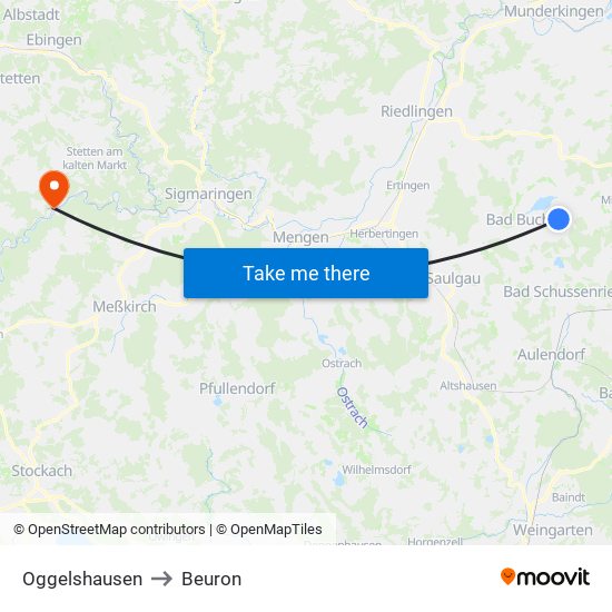 Oggelshausen to Beuron map
