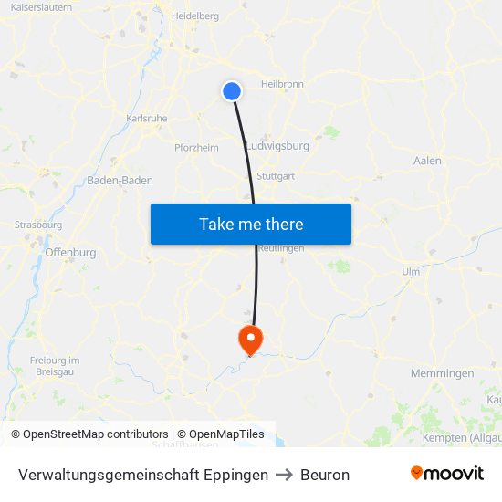 Verwaltungsgemeinschaft Eppingen to Beuron map