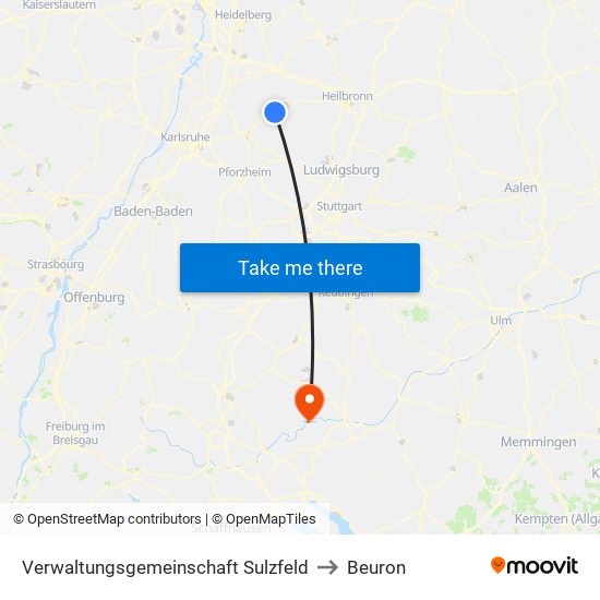 Verwaltungsgemeinschaft Sulzfeld to Beuron map