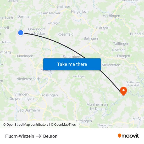 Fluorn-Winzeln to Beuron map