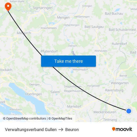 Verwaltungsverband Gullen to Beuron map