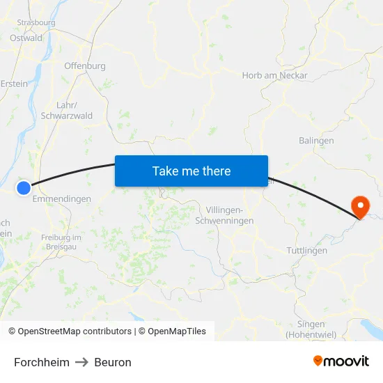 Forchheim to Beuron map