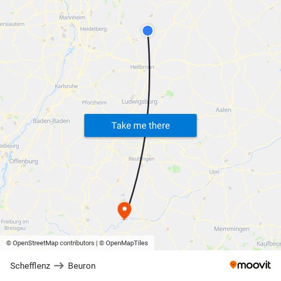 Schefflenz to Beuron map
