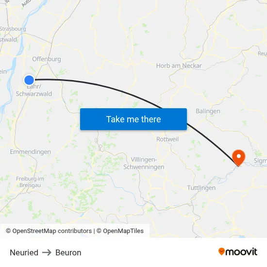 Neuried to Beuron map
