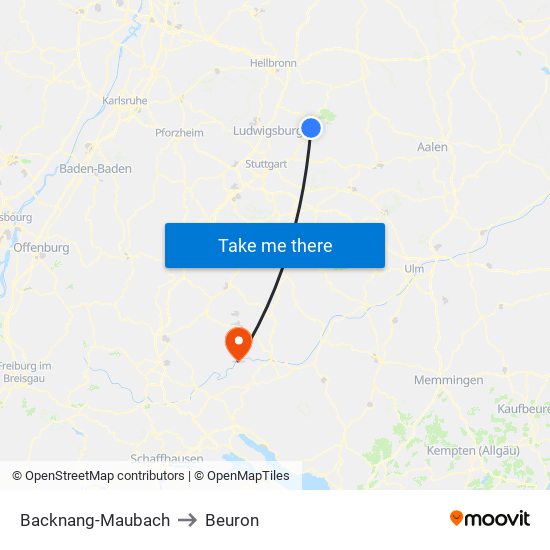 Backnang-Maubach to Beuron map